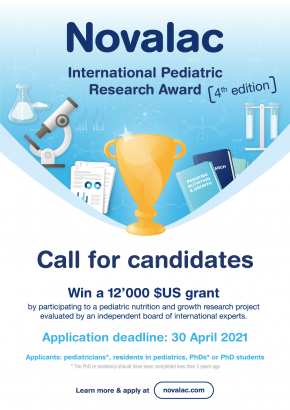 poster of the Novalac International Pediatric Research Award 4th edition - 30 April 2021